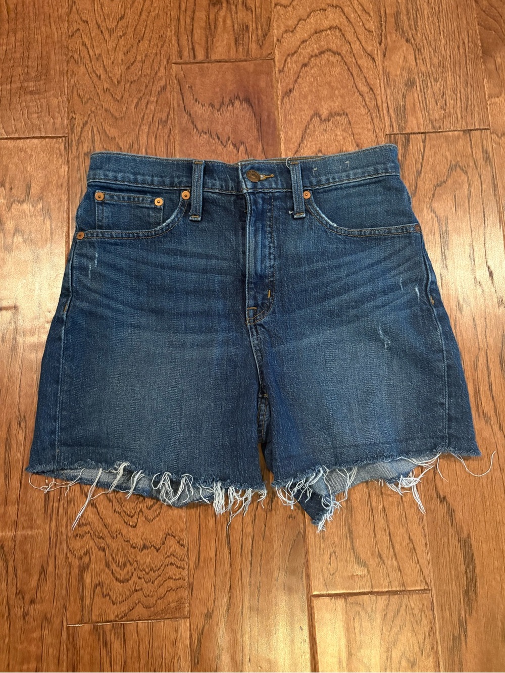 Madewell High-Rise Denim Shorts Raw Hem Distressed Size 26